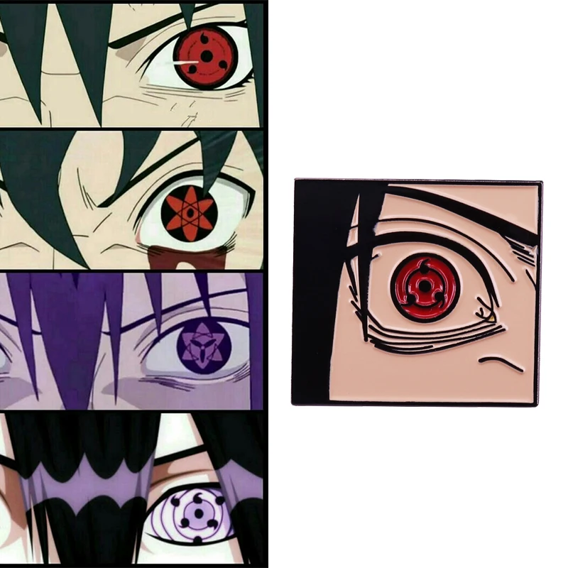 Жесткая эмалированная брошь Sasuke Uchiha Шаринган булавки Значки для воротника