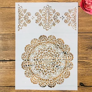 29*21 см A4 мандалы с круглыми краями DIY, многослойные трафареты, настенная живопись, раскраска для скрапбукинга тиснильный альбом, декоративный шаблон