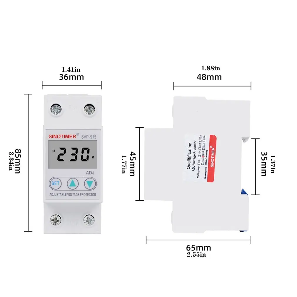 

LCD Display 40A 50A 63A 80A Digital Adjustable Low High Voltage Protection Circuit Breaker With Home Surge Protection