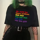 Футболка Kuakuayu HJN с радугой, женская футболка с большими проблемами, чем у мальчиков, которые целуются, футболка с рисунком для мальчиков и девочек