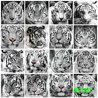 5d diy diamond painting tiger black white animals cross stitch mosaic diamond embroidery rhinestone crafts kit weiwei