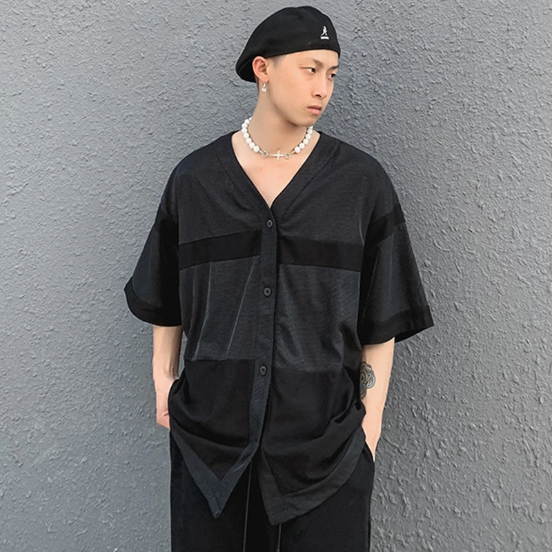 

The new spring and summer 2021 cardigan splice shirt t-shirts men