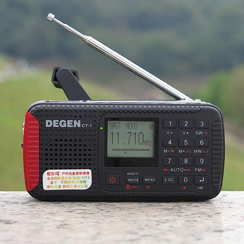 DEGEN CY-1 аварийное радио FM/MW/SW Динамо Солнечный будильник коротковолновое радио lcd/SOS/Bluetooth/MP3/рекордер портативное радио