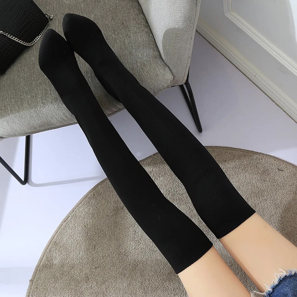 2019 сохраняющие тепло эластичные носки Длинные сапоги пикантные Сапоги выше