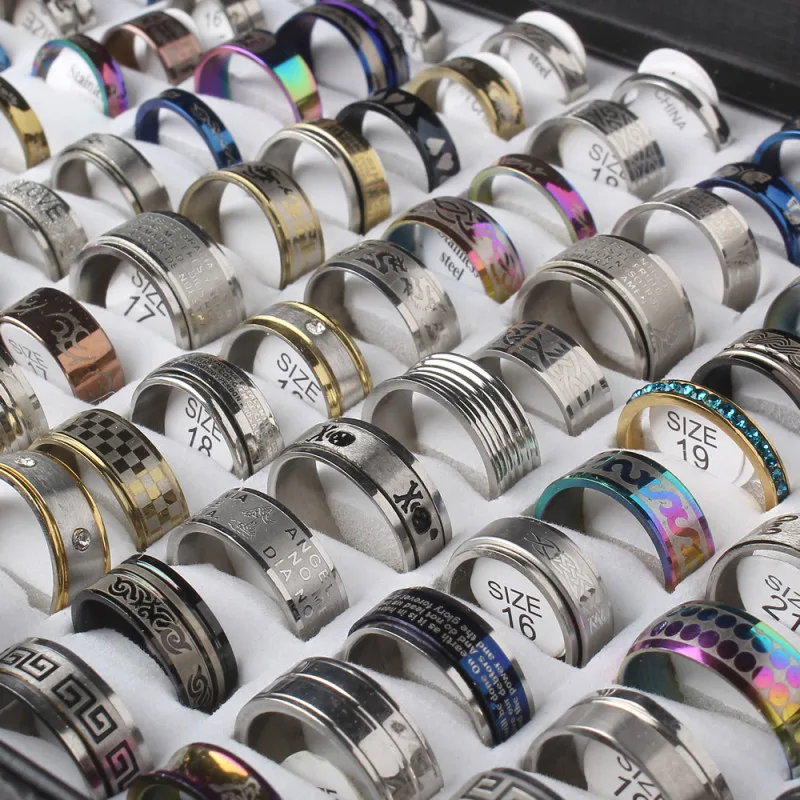 Ювелирные изделия из нержавеющей стали кольцо 100 шт./кор. геометрический дизайн