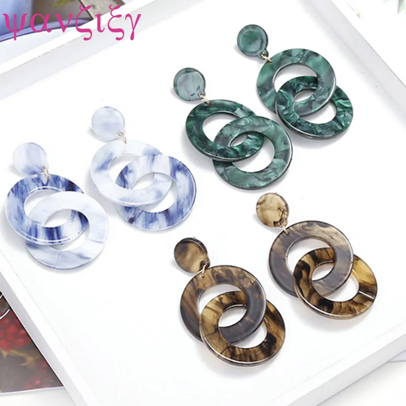 

New Acrylic Long Earrings Acetate Cross - Border Hot Style European and American Retro Personality Goddess Temperament Earrings