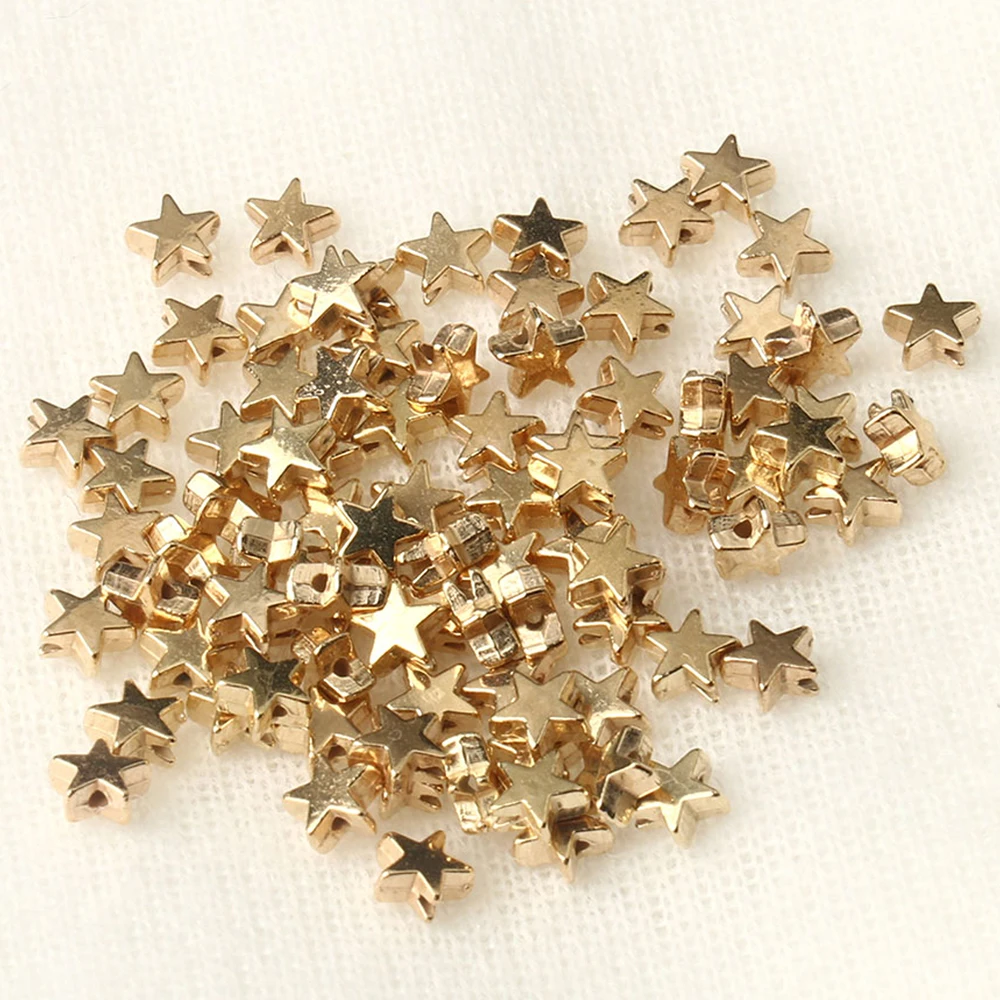 

100Pcs/lot 6x3mm Inside Hole Star Gold Silver Color CCB Loose Spacer Acrylic Beads DIY Jewelry Making Findings Charm Beads