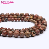 high quality natural red leopard skin stone smooth round loose spacer beads 4681012mm diy jewelry accessories 38cm sk101