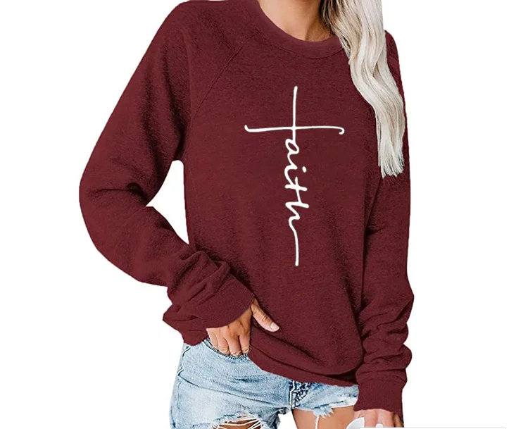 

Топ женский хлопковый с длинным рукавом, модный Повседневный пуловер с круглым вырезом и надписью, свитер для покупок на каждый день