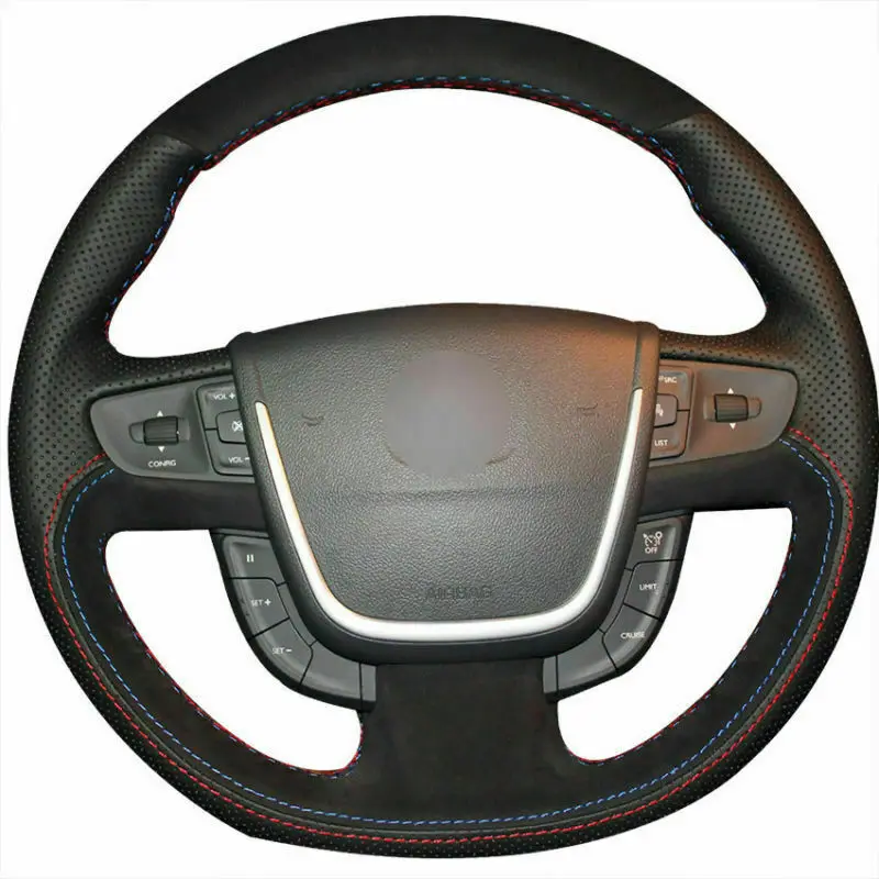 

For Peugeot 508 Top Black Leather Steering Wheel Hand-stitch on Wrap Cover