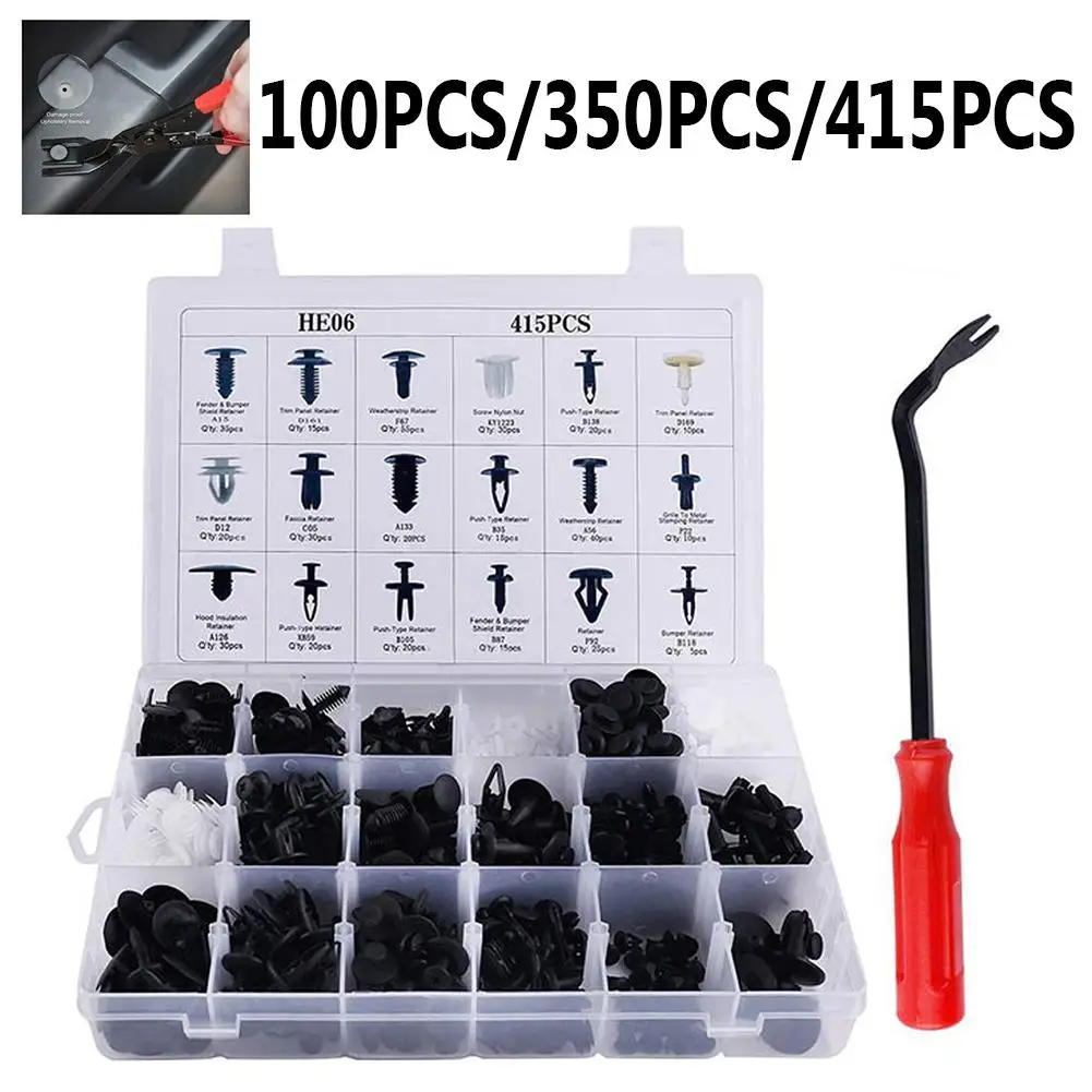 

50% HOT SALES!!! 100Pcs 350Pcs 415Pcs Plastic Car Push Pin Rivet Screwdriver Moulding Fasteners