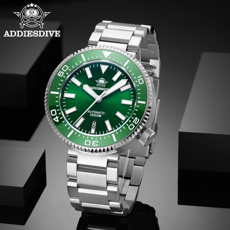 

Addies Dive Men's Watch Sapphire BGW9 Super Luminous Watch Green Dial Rotating Ceramic Bezel 1000m Diving NH35 Automatic Watches