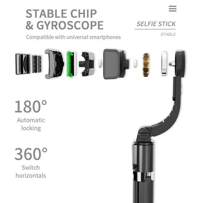 

L08 Anti-Shake Selfie Stick Bluetooth Remote Control Tripod 360 Rotate Smart Phone Selfie Holder Vlog Live Show For IOS Android
