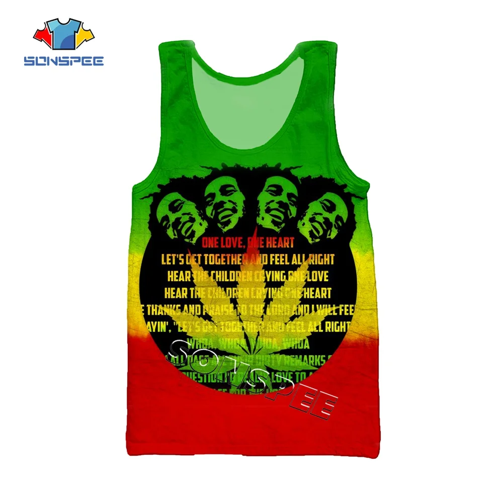 

SONSPEE Bob Marley 3D Print Harajuku Vest Summer Unisex sleeveless shirts Women Casual Tank Tops Men Streetwear Hip hop Clothing