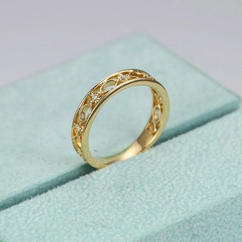 Женское Винтажное кольцо ZHOUYANG золотистое в западном стиле с выбитыми узорами из