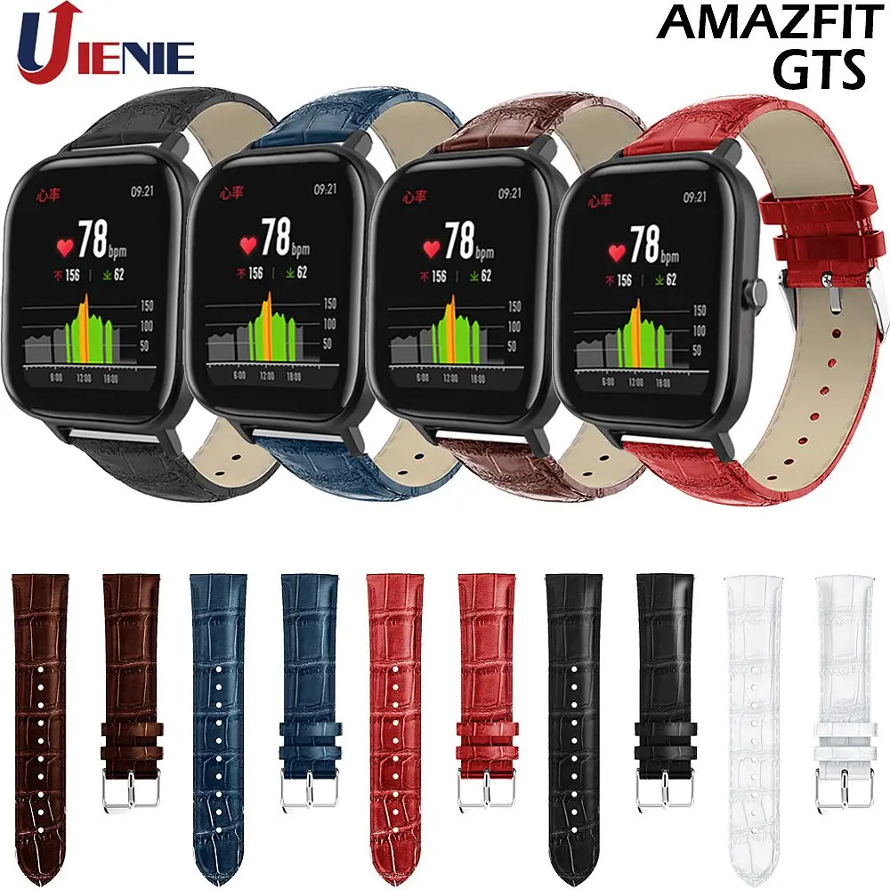 Ремешок кожаный для Xiaomi Huami Amazfit GTS/ Bip Lite Youth спортивный браслет смарт часов 20