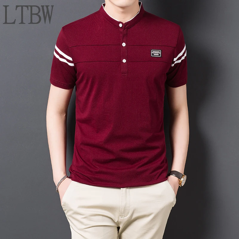 Новые мужские футболки LTBW с круглым вырезом и коротким рукавом, многоцветные узорные повседневные деловые модные Универсальные мужские фу...