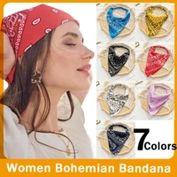 2021 summer bohemia women bandana hair band scarf print bandanas headwear wrist wrap hair scarf for gifts hair accessories