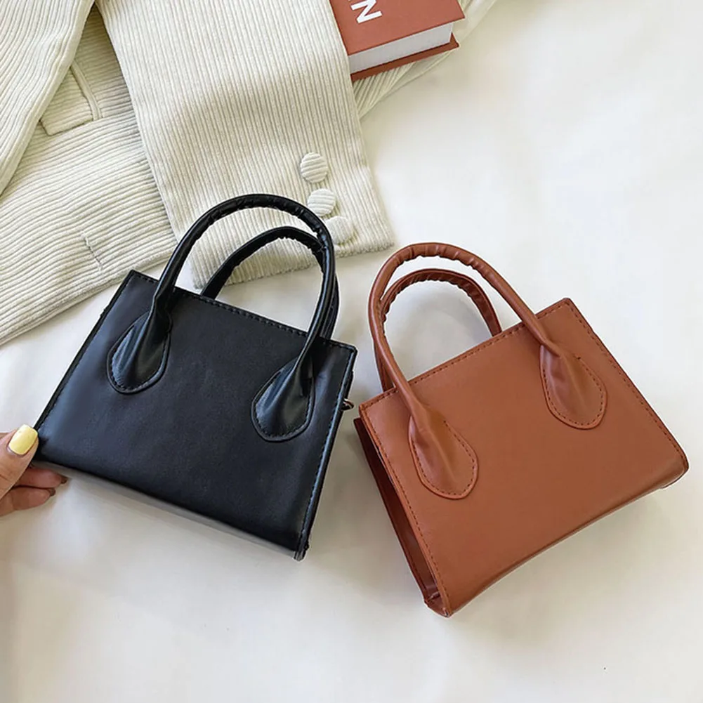 

Изысканная женская сумка, винтажная сумка-шоппер через плечо, Женская Повседневная однотонная Сумка-тоут из искусственной кожи, сумки для ж...