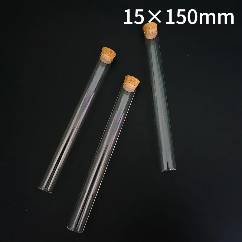 

50pcs/lot 15x150mm Test Tube With Cork Stopper Spice Bottles Container Jars Vials DIY Craft