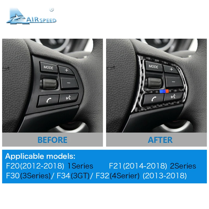 

Airspeed for BMW F20 F21 F30 F34 F32 Accessories Interior Carbon Fiber Car Steering Wheel Buttons Stickers Cover Trim Decoration