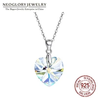 neoglory 925 silver heart crystal necklace for women romantic love pendant embellish crystals from swarovski hot dropshipping