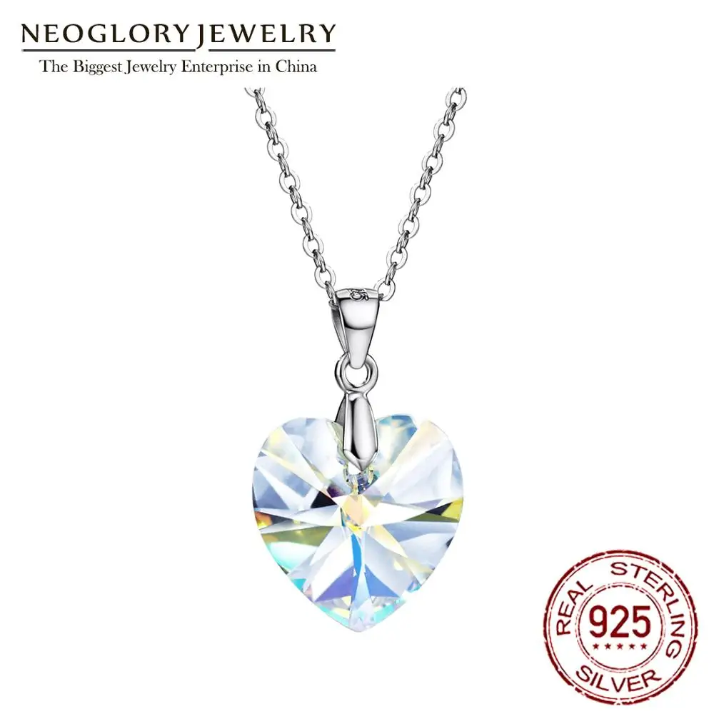 Женское Ожерелье с кристаллами Neoglory серебро 925 пробы романтическая подвеска в