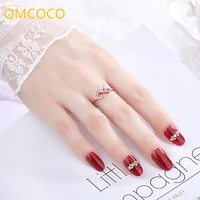 qmcoco creative korean silver color open adjustable arrows zircon ring women trend simple birthday party jewelry gifts