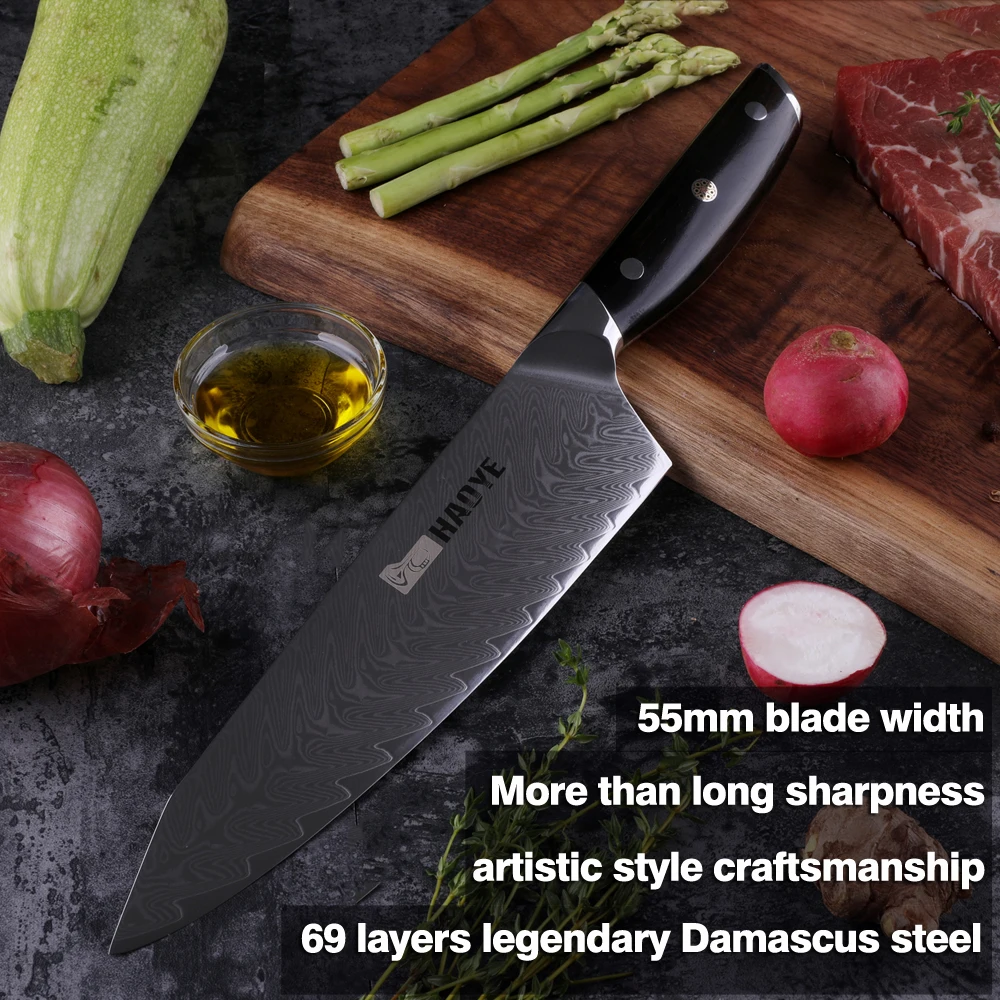 Поварской нож из дамасской стали vg10 японские мастерские кухонные ножи kiritsuke 67