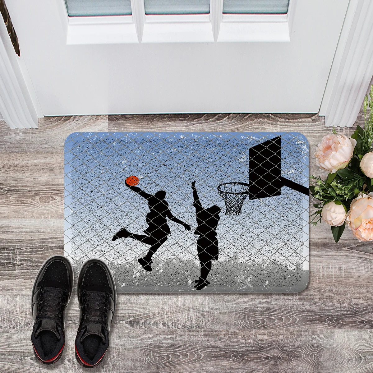 Basketball Shooting Silhouette Sports Doormat Carpet PVC Non-Slip Backing Front Entry Mats Home Decor Floor Rugs | Дом и сад