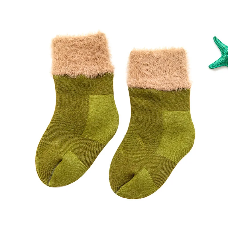 Зимние толстые махровые носки для малышей милые теплые хлопковые новорожденных
