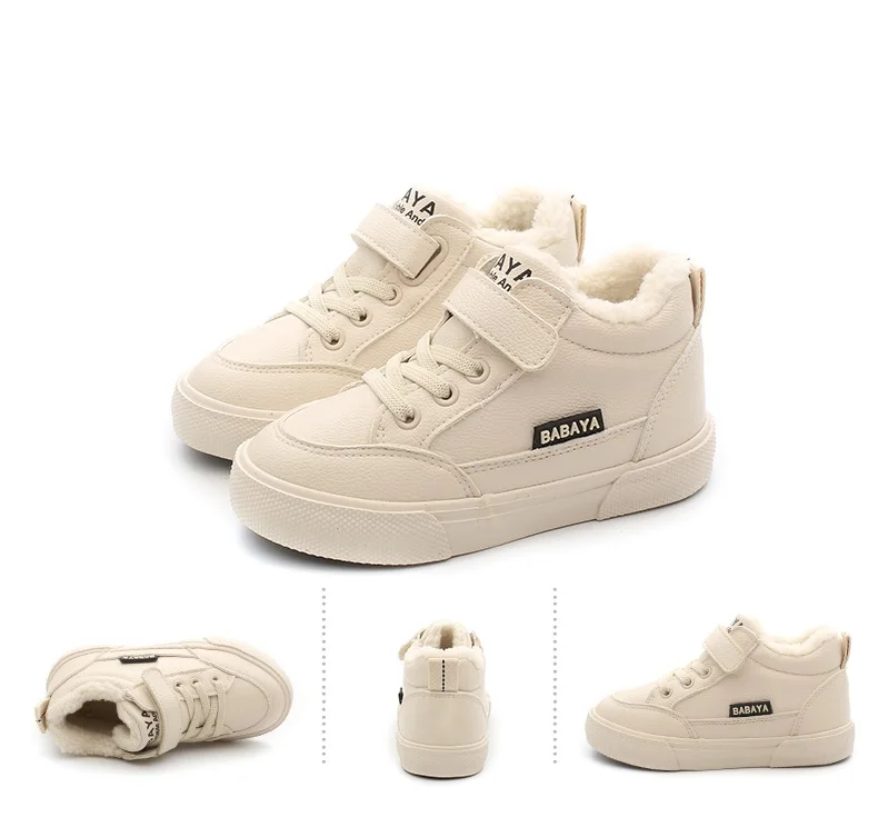 Babaya Winter Kids Boots boys girls warm leather sneakers fashion footwear children casual shoes plush non slip sport shoes