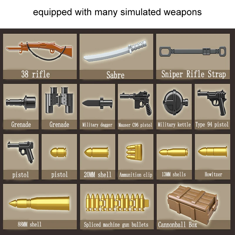 450 шт японский 98 трактор и полевой пистолет строительные блоки WW2 военный солдат