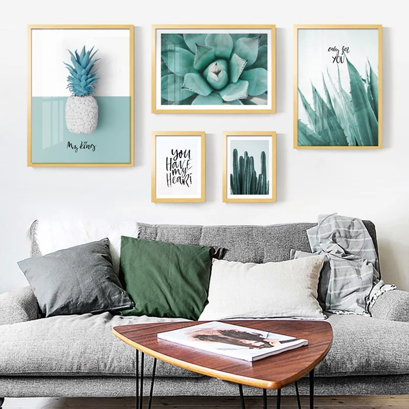 Зеленое растение алоэ кактус ананас небольшой свежий художественная живопись