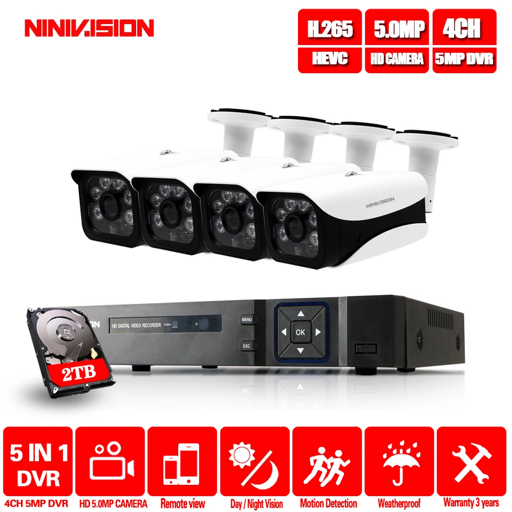 Система видеонаблюдения NINIVISION 4 канала 5 МП AHD DVR|Система наблюдения| |