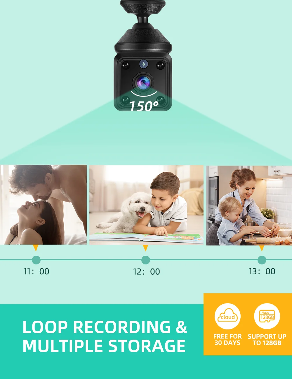 

1080P Mini IP Camera Full HD 2MP Night Vision WIFI Camera 24/7 Loop Recording Wireless Surveillance Video Security Camera