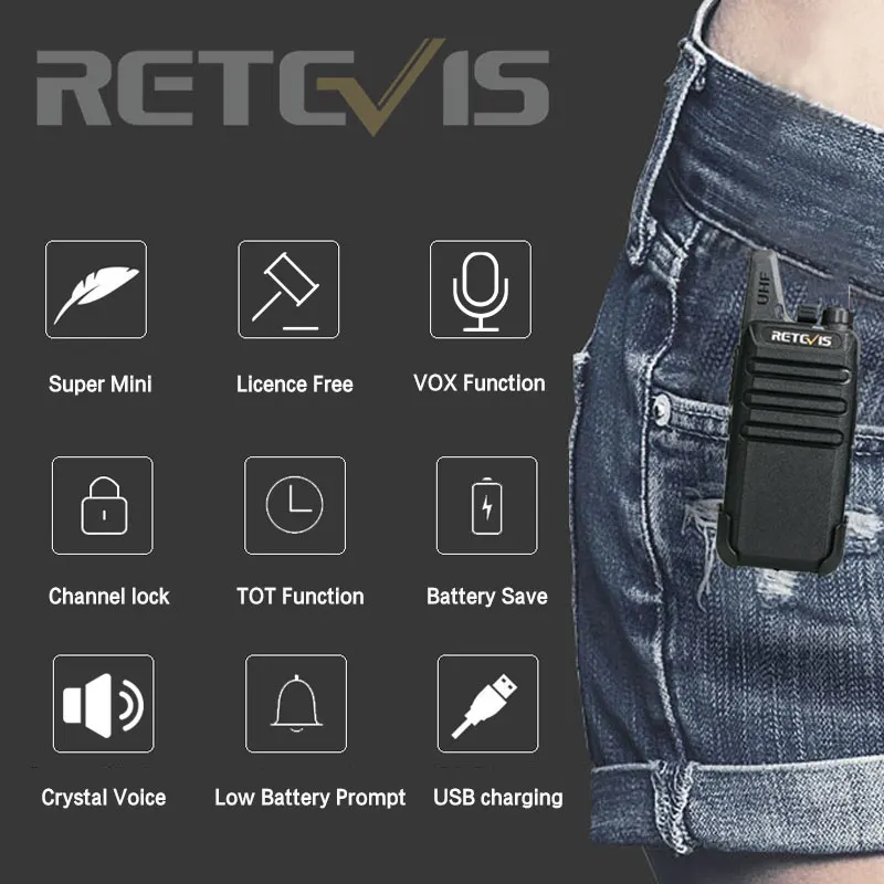 10 шт. Retevis RT622 RT22 Мини Портативная рация радиостанция 16CH UHF VOX сканирование шумоподавление двухстороннее радио портативный+ кабель для программирования
