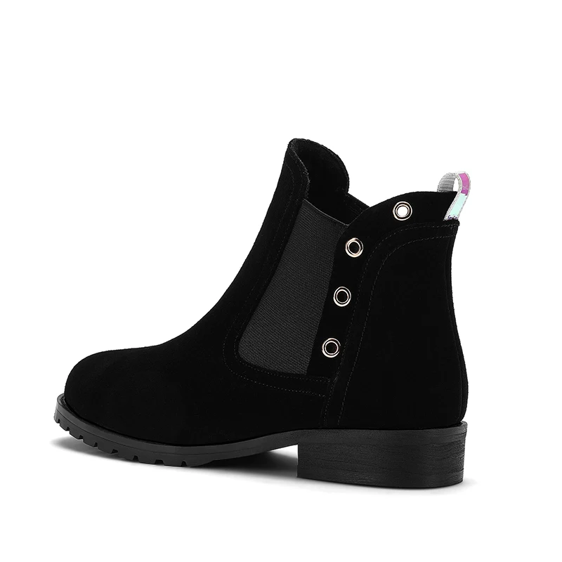 Ботильоны ISNOM на низком каблуке женские ботинки челси туфли с круглым носком