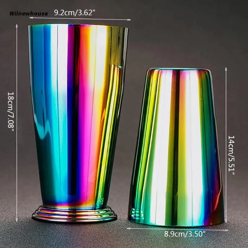 

F63A Bar Cocktail Shaker Shaker 2-piece Set Professional Bartender Cocktail Shaker Stainless Steel Golden and Colorful