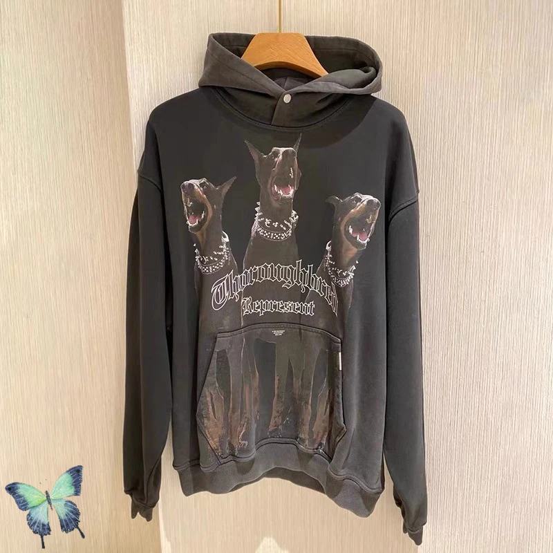 

Men Women 1:1 High-Quality Dog Cobra Print Represent Hoodie Sweatshirts