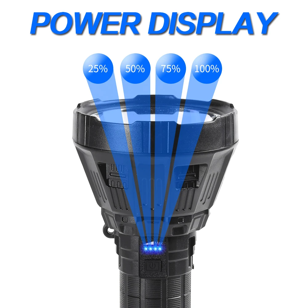구매 30000LM 휴대용 손전등 토치 Lanterna 배터리 캠핑, 야외와 USB 케이블로 전화에 대 한 보조베터리 사용할 수 있습니다. 저렴한 30000LM 휴대용 손전등 토치 Lanterna 배터리 캠핑, 야외와 USB 케이블로 전화에 대 한 보조베터리 사용할 수 있습니다.