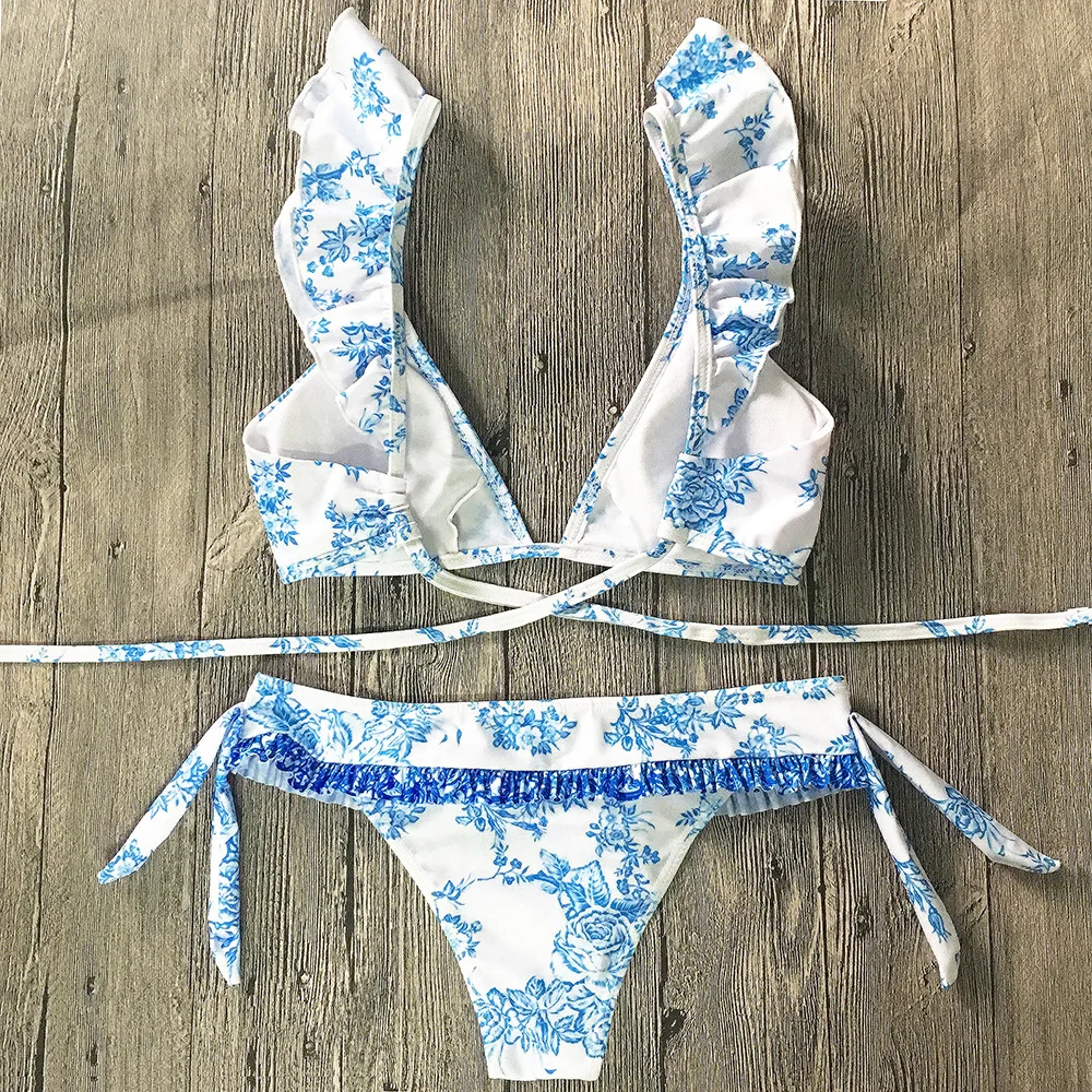 

New Summer Women Swimwear Push-up Paded Bikinis Set Flower Printed Bandage Suimsuits Women Sexy Bathing Suits Beachwear