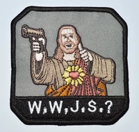 1x gun what would jesus shoot wwjs usa army tactical morale badge color iron on patch %e2%89%887 7 cm