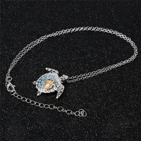 vintage turtle silver color mother baby necklace crystal necklace tortoise rose gold color animal jewelry pendants chain gift