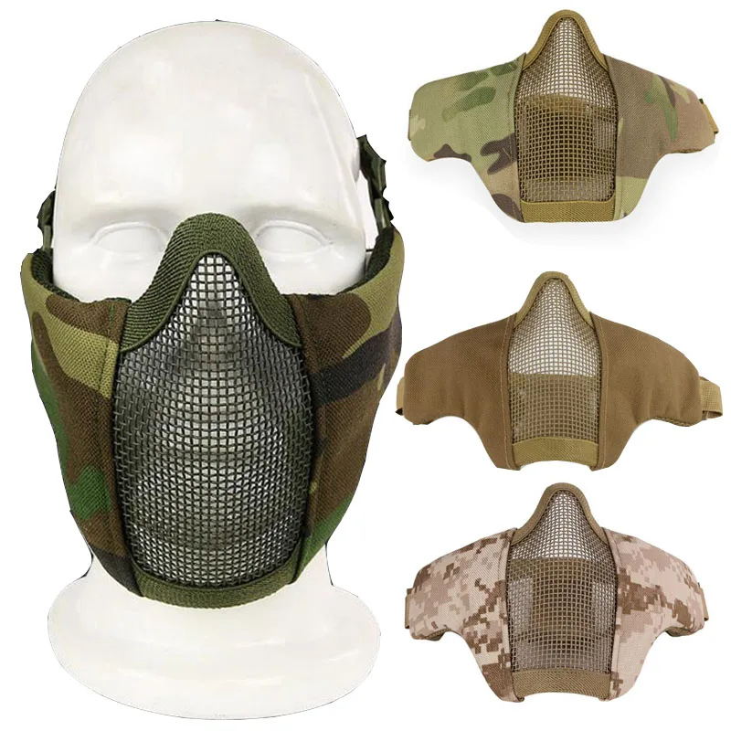 

Paintball Airsoft Face Mask Face Breathable Military Army Low-carbon Steel Mesh Protective Mask Shooting Hunting Equipment