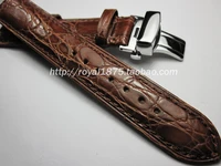 new handmade genuine leather watch band 19mm 20mm 21mm 22mm crocodile calfskin bottom butterfly clasp bracelet retro wristband
