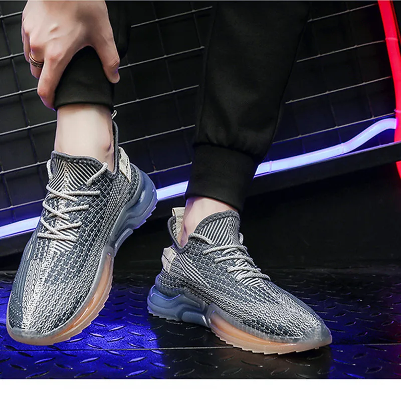 

2021 men's summer new transparent color jelly men's shoes casual breathable fly woven men's non-slip trend sports running shoes