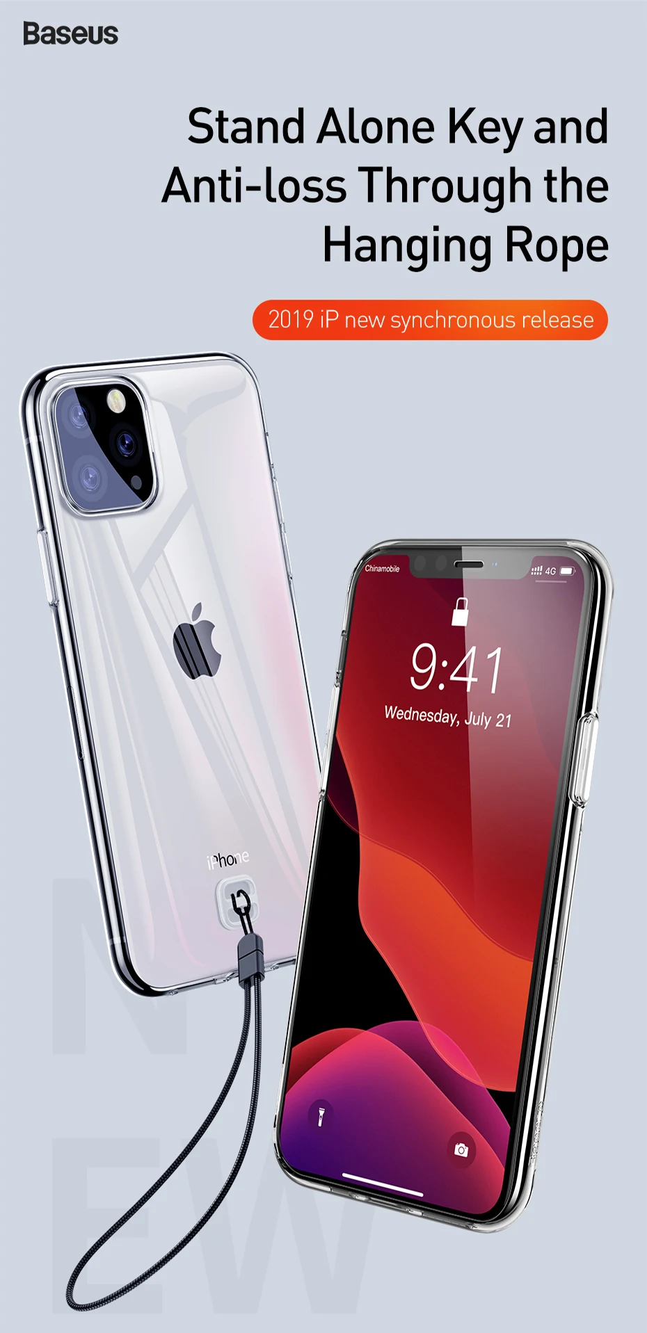 Чехол для телефона Baseus для iPhone 11 Pro Max Xs X, чехол с ремешком, защита от падения, прозрачная защитная задняя крышка для iPhone Xs Max X, Fundas