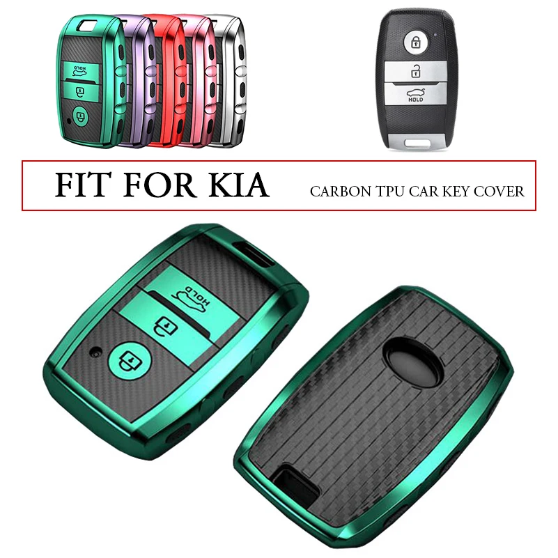 

TPU Carbon Fiber Car Remote Key Cover Case Protective Holder For Kia Rio Sportage 2016 Ceed Sorento