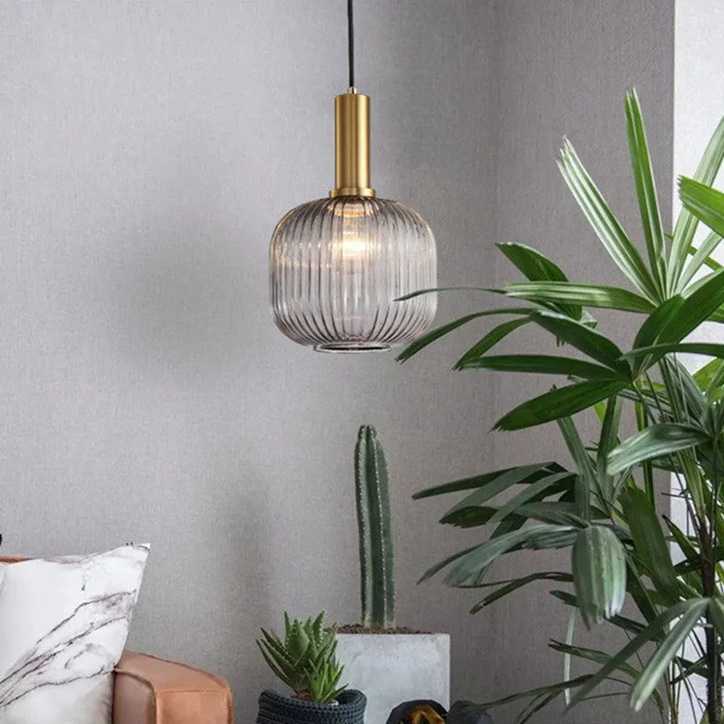 Прикроватные подвесные лампы простая стеклянная Подвесная лампа в полоску